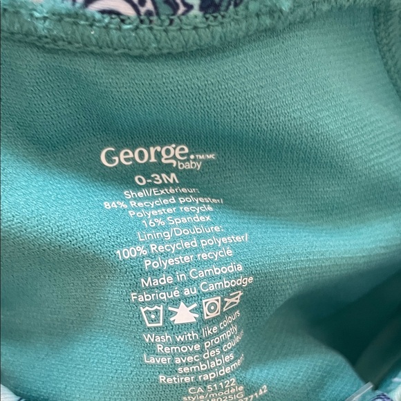 George Blue Floral Diaper Cover Set 3-6 months - Picture 3 of 3